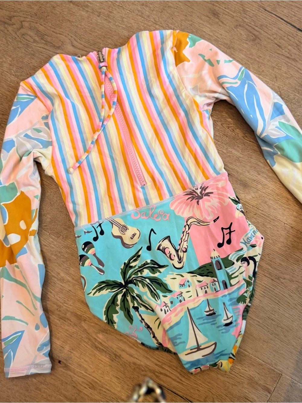 Girls Maaji reversible Floral Long-Sleeve One-Piece Swimsuit